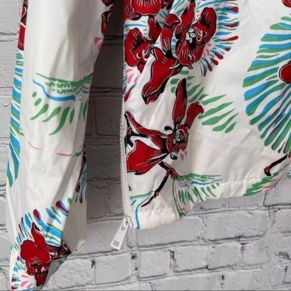 Levi's Floral Print Cropped Windbreaker Hoodie Size XL Jacket Pullover Retro - Picture 5 of 10